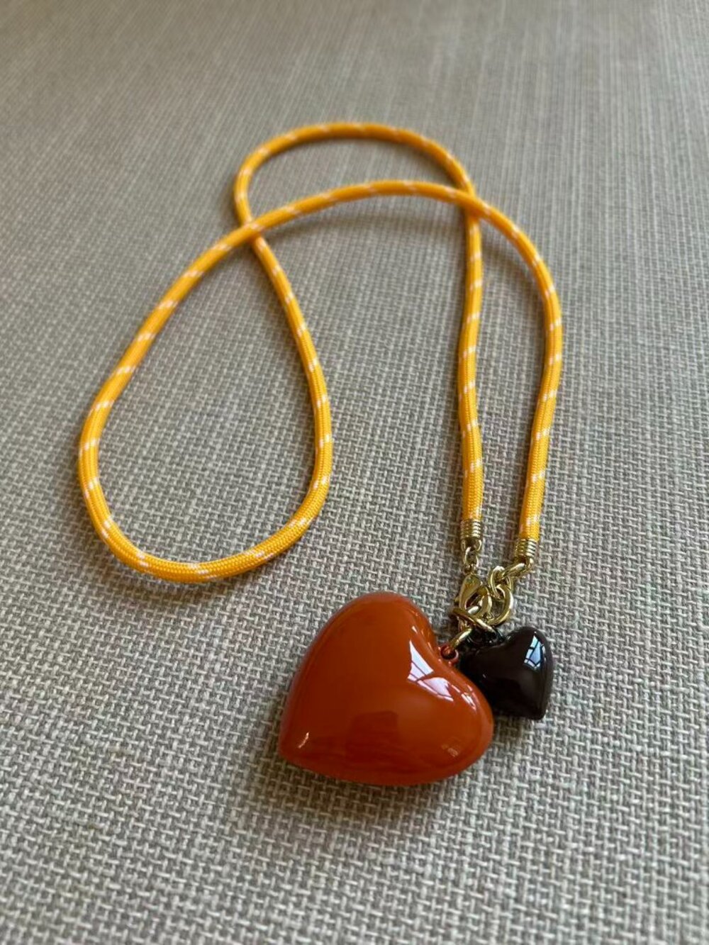 Roxanne Assoulin The Happy Cord Long Big Double Heart Necklace Under the Tuscan - Picture 4 of 4